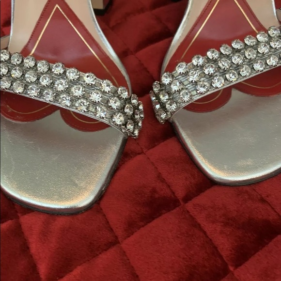 Gucci Bertie Crystal Metallic Leather Sandals - Size 38. - Picture 6 of 12